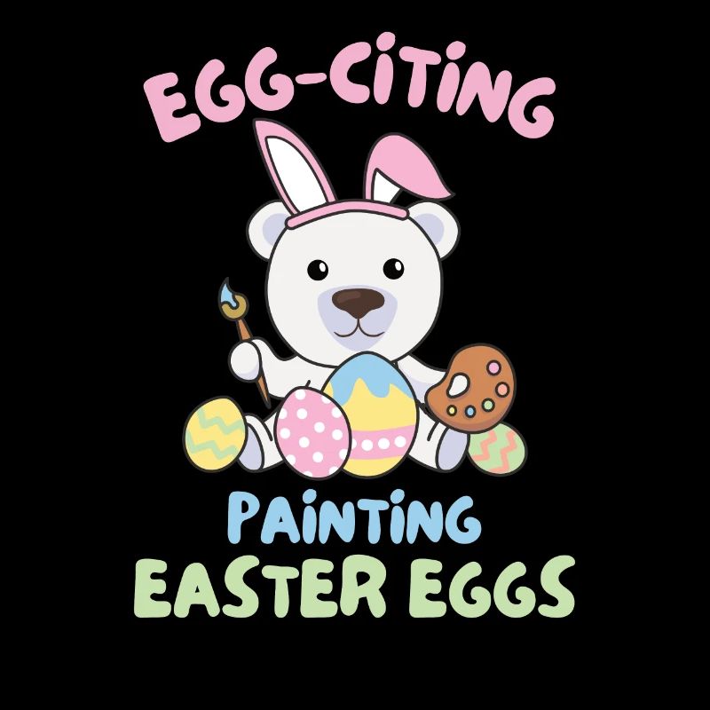 cute polar bears at Easter with Easter eggs polar bear
