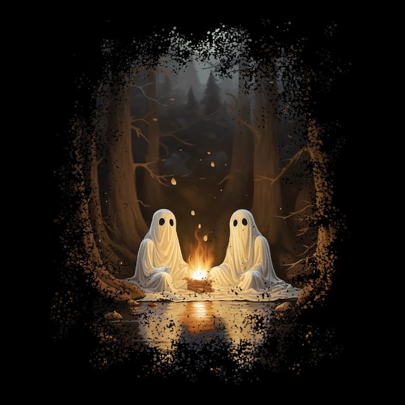 Vintage Ghost Campfire Camping Gothic Halloween
