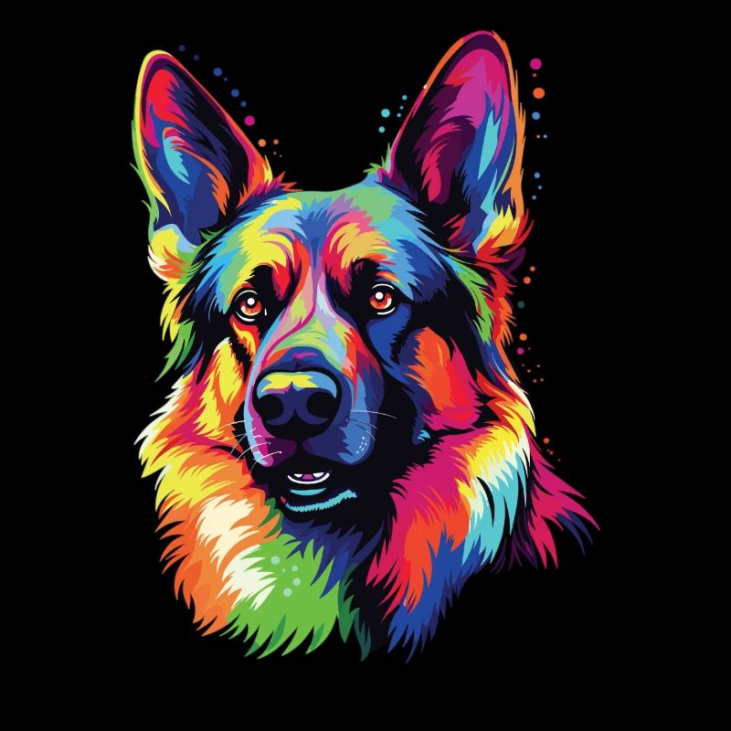 Wasserfarben Farbenfroher Deutscher Schäferhund