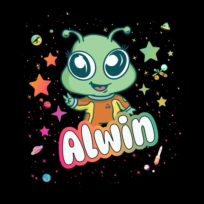 ALWIN - Beau nom de garçon avec un extraterrestre mignon