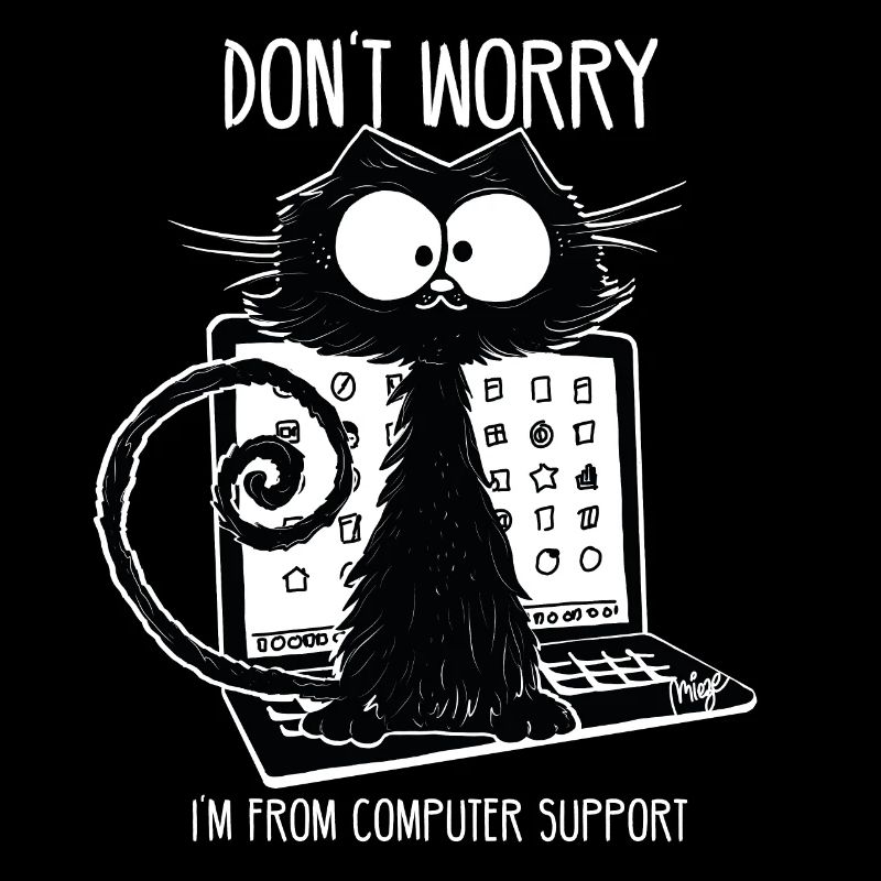 Black Cat Funny Saying Computer Support