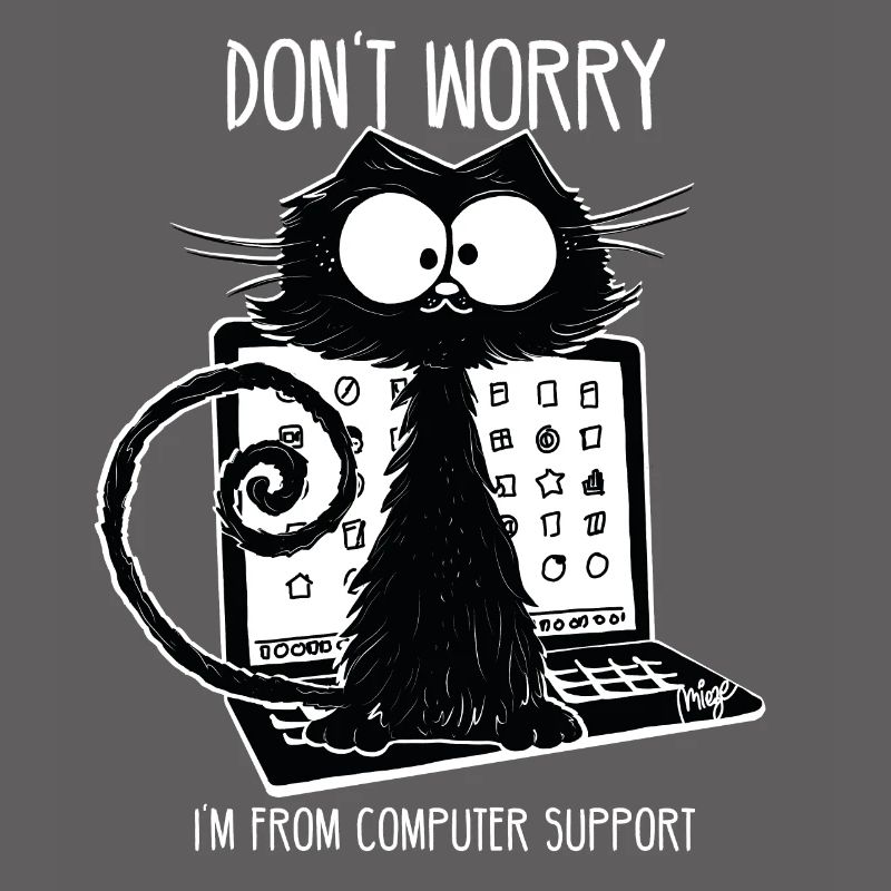 Black Cat Funny Saying Computer Support