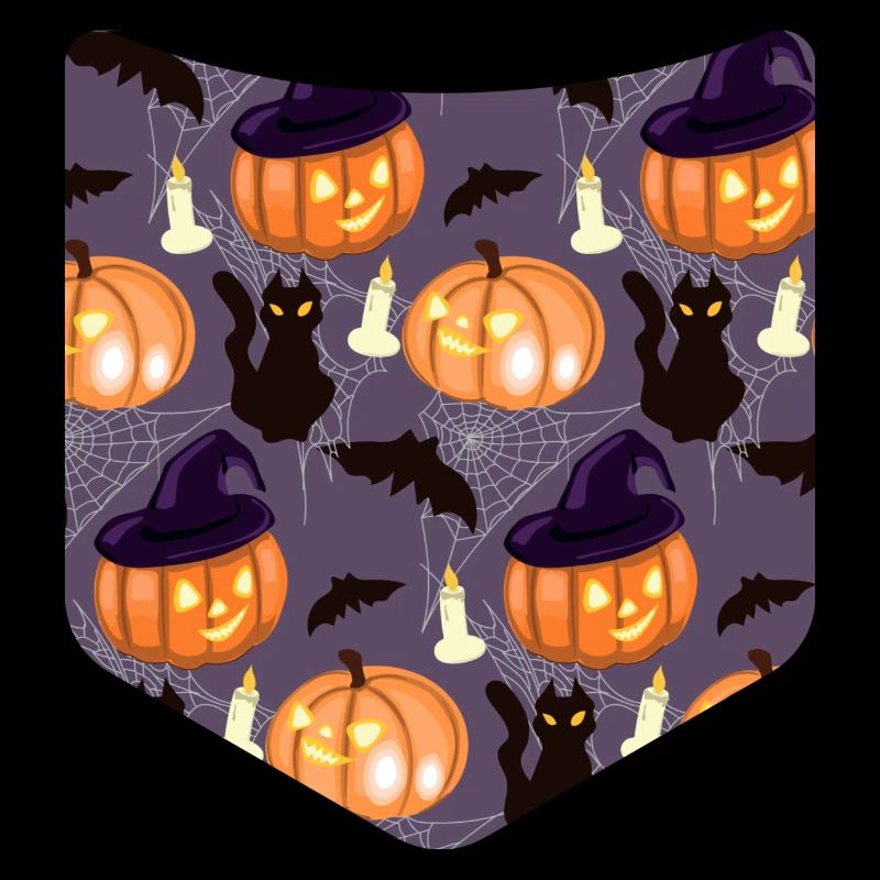 Pumpkin Cat Pattern Creepy Breast Pocket Halloween
