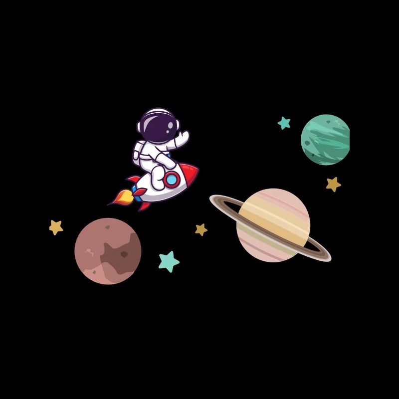 Astronaut on rocket in space