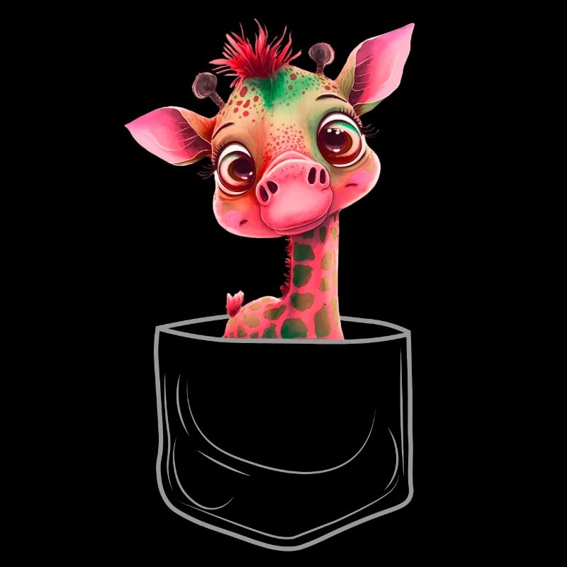 poche poitrine rose bébé girafe