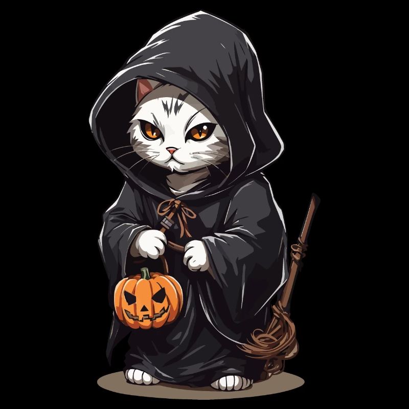 Kawaii magicien chat Halloween sort chats magiques