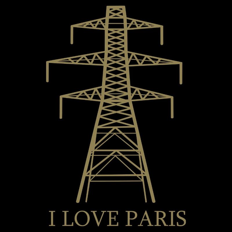 Power pylon as Eiffel Tower "I Love Paris" satire