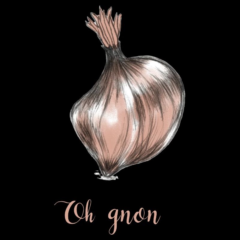 Onion illustration with humorous message