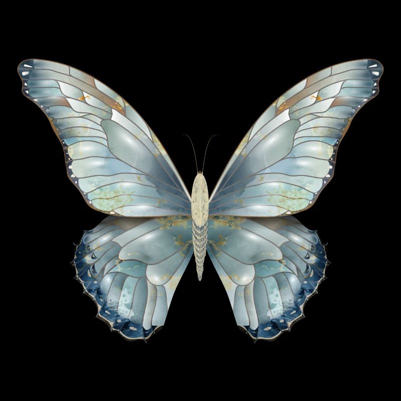 Papillon dans de délicates nuances de bleu peint à la main