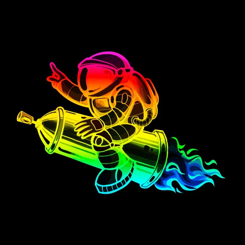 Graffiti astronaut with spray can rocket