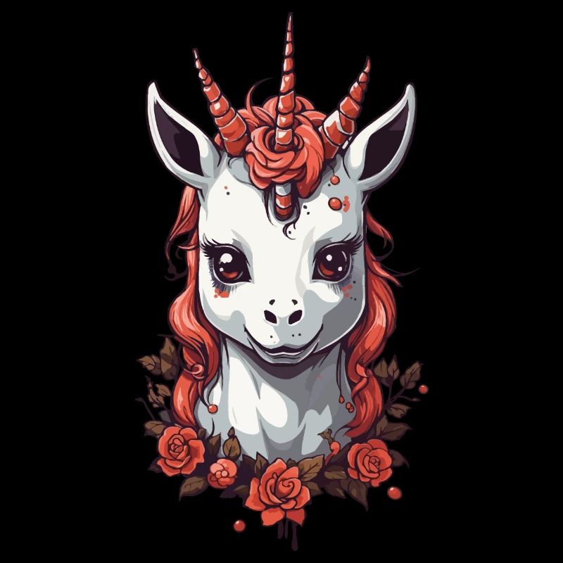 Halloween Licorne Diable Mignon Octobre Design