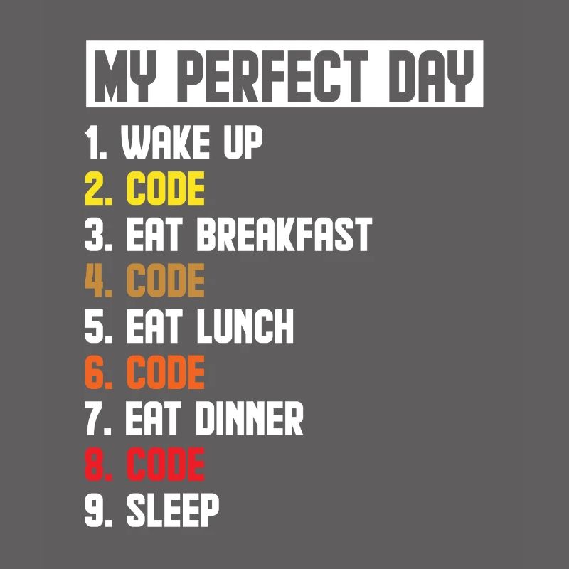 My Perfect Day Wake Up Code Software Developer Pro