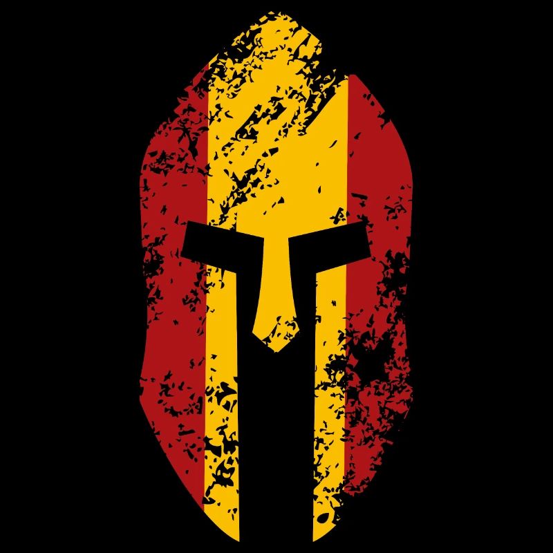 Spartanischer Helm mit der Flagge Spaniens