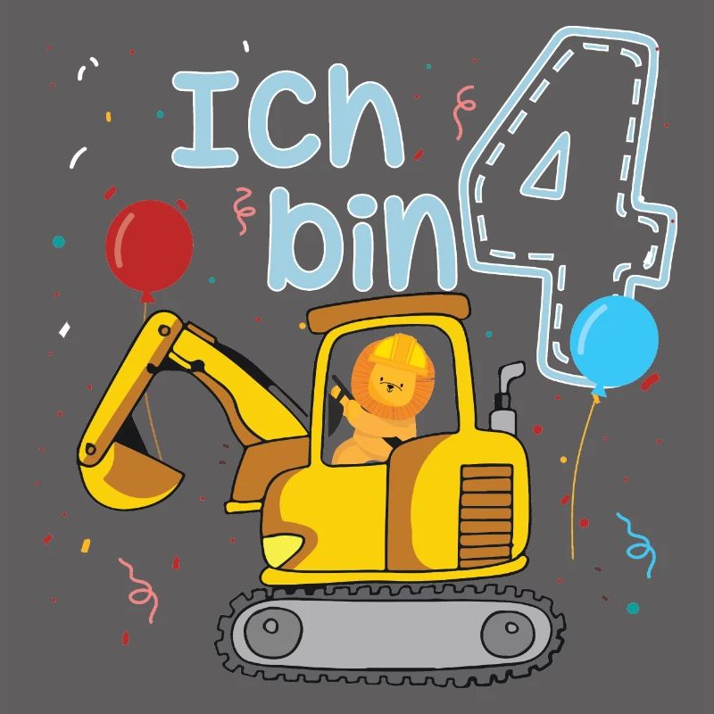 Kinder Geburtstag Geschenk Ich bin 4 - Bagger