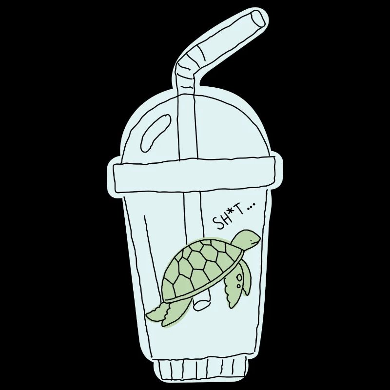 Turtle trapped in a plastic cup