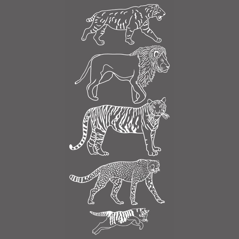 Evolution Chat Tigre Guépard Lion Vertical Blanc