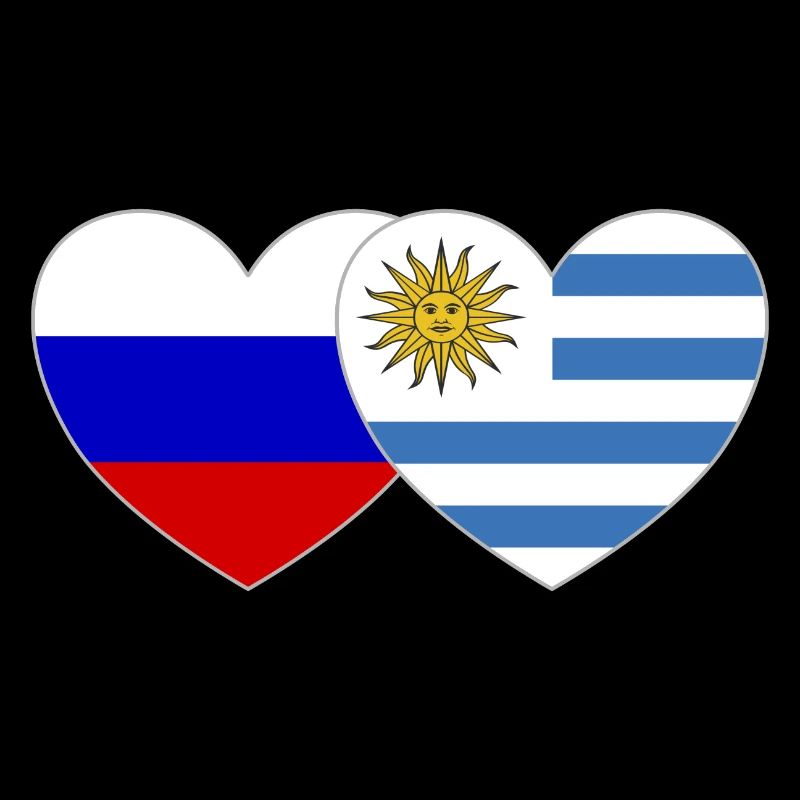 Russie Uruguay Flag Heart