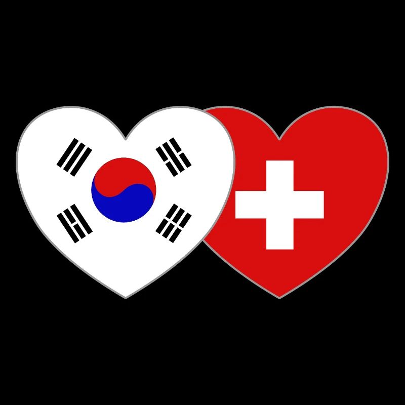 Corée du Sud Suisse Drapeau Coeur