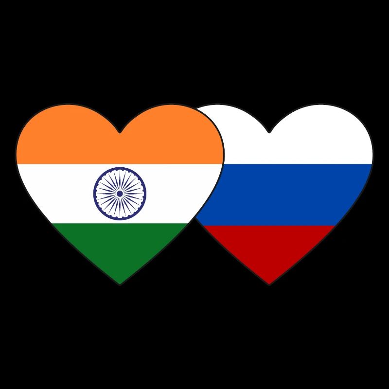 Inde Russie Flag Heart