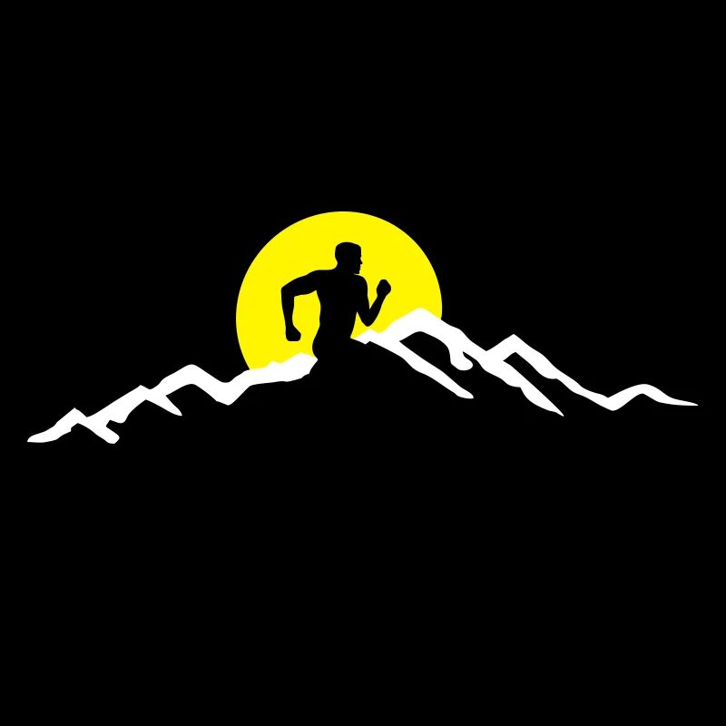 Running, Runner & Mountains & Sun