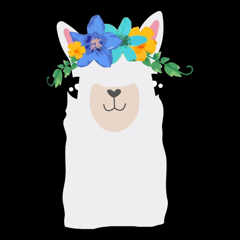 Alpaka mit Blumen