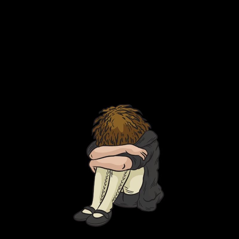 Trauriges Mädchen schwarz Wolke Depression