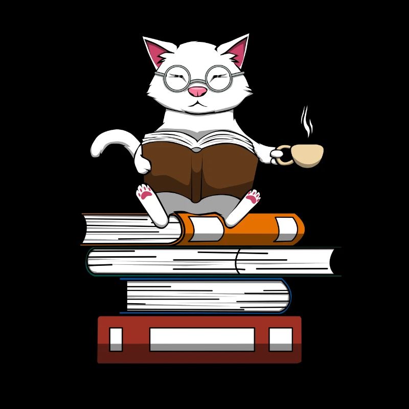 Cat Books and Coffee Cute Kitten