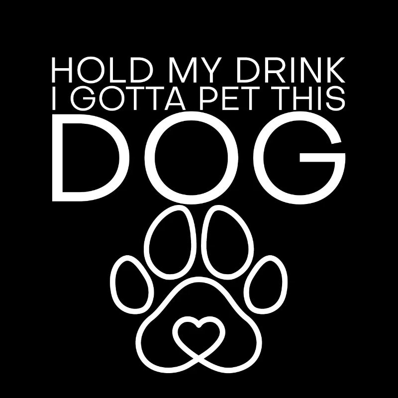 Tiens ma boisson, je dois caresser ce chien