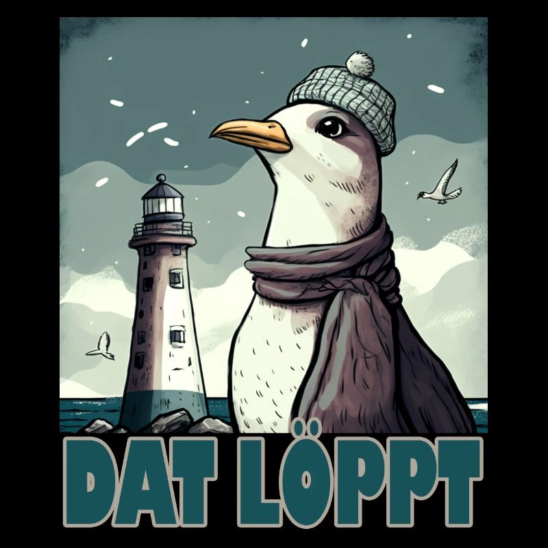Dat Löppt Möwe Leuchtturm Meer Plattdeutsch Norden