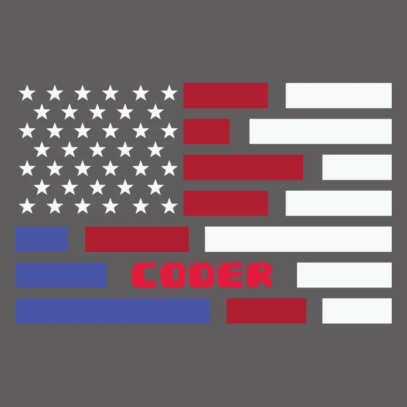 American Flag Coder Coding Computer Nerd