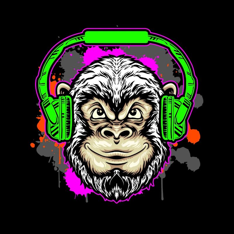 Monkey DJ mit Kopfhörer und Sonnenbrille Geschenki