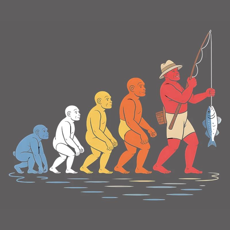 Évolution de la pêche du pêcheur humain drôle