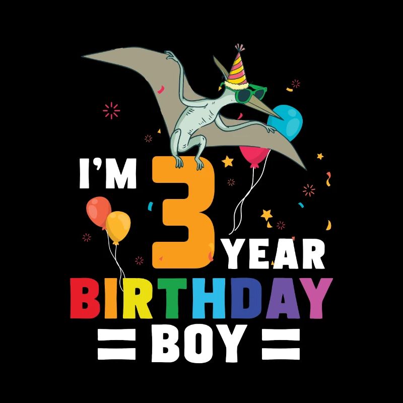 I'm 3 Birthday Boy Pterodactylus 3 Year Old 3rd