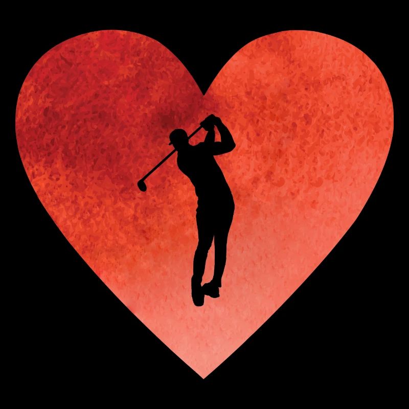 Herz mit Golfer der gerade Golf spielt