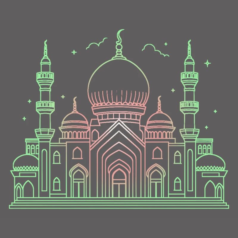 Moschee Stern Halbmond stilisiert grün oder schwarz