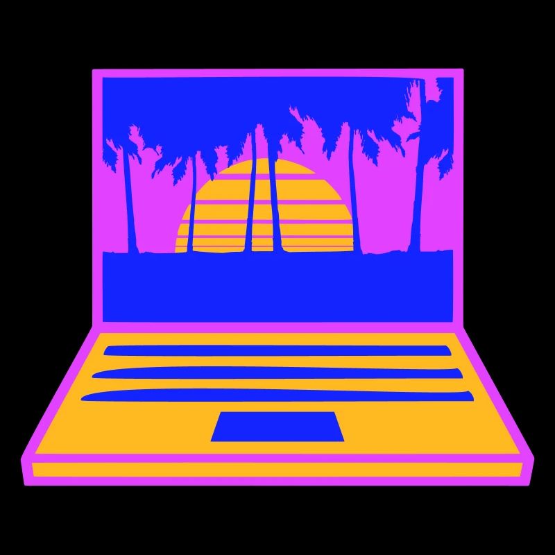 Laptop Computer Screen Palm Trees PC Strip Nerd