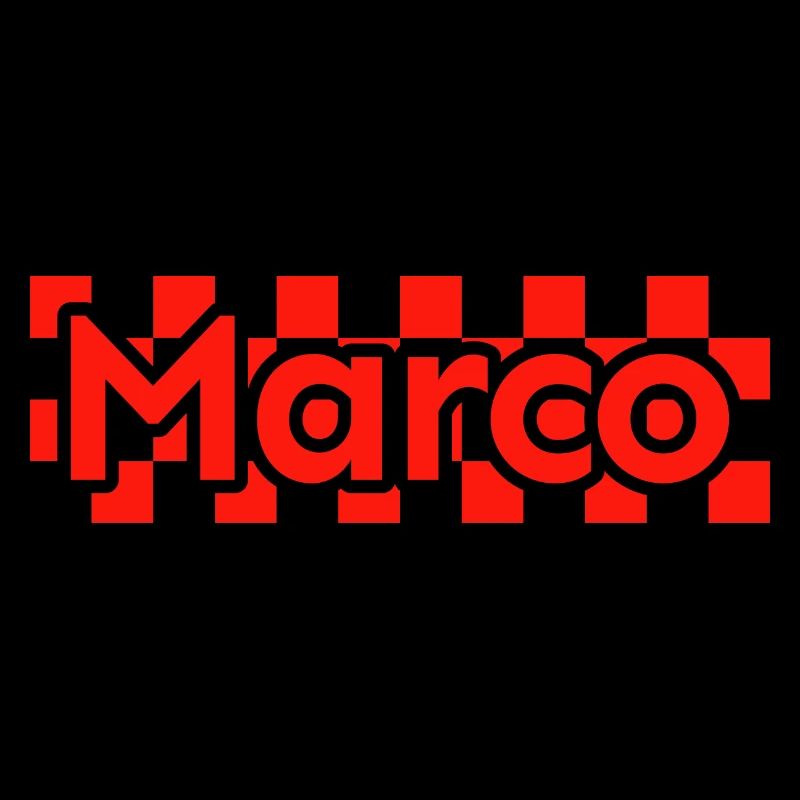 Checkerboard Text First Name Man Last Name Marco