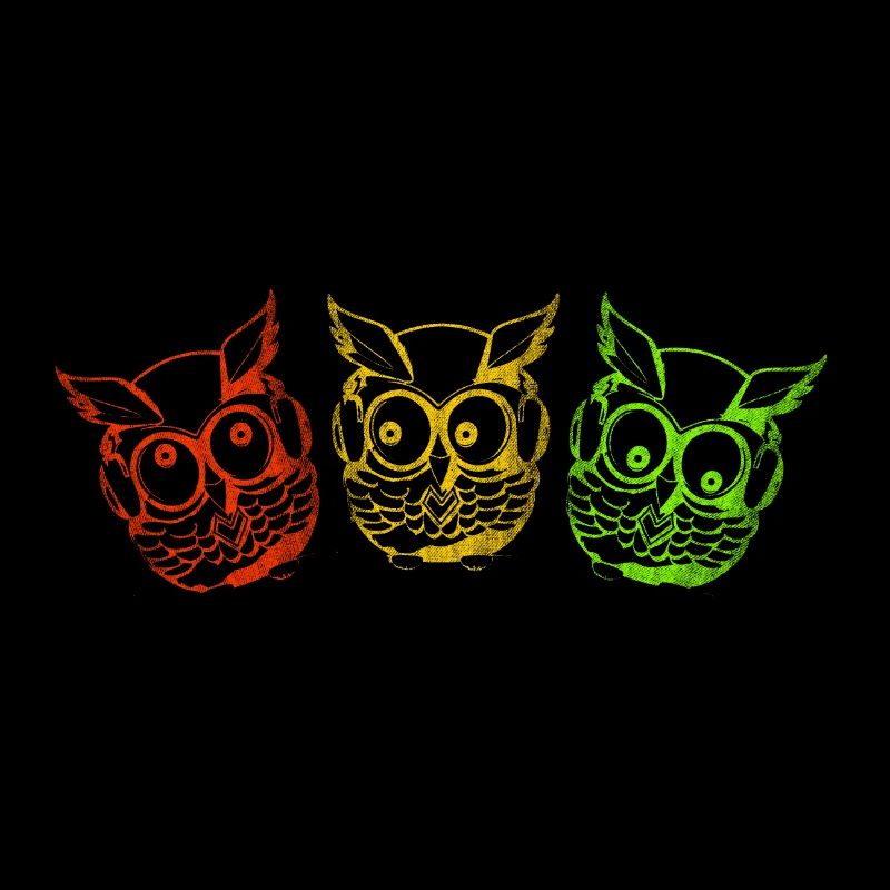 Owls colorful three