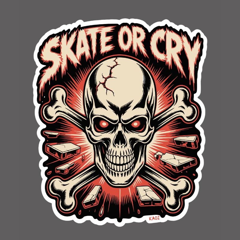 Skate- oder Cry-Skull-Tee-Design