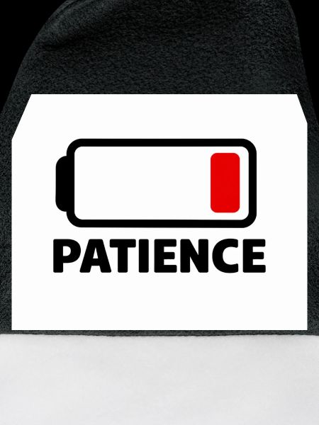 PATIENCE Batterie Icon mit Schrift