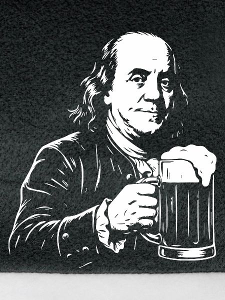 Benjamin Franklin trinkt Bier.