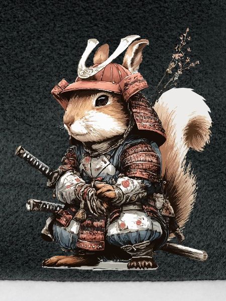 Eichhörnchen-Samurai in Rüstung