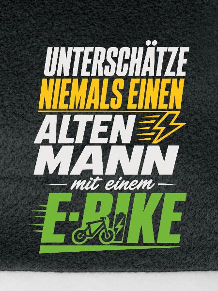 E-Bike Spruch alter Mann Radfahrer
