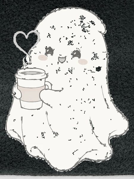 Kuscheliger Geist mit Kaffeebecher