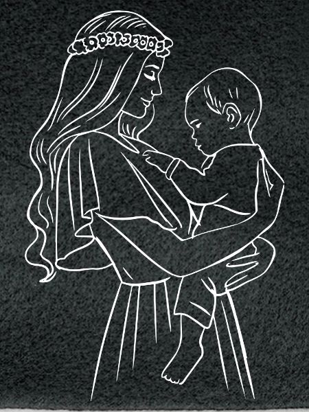 Mutter und Sohn – Weiße Schablone
