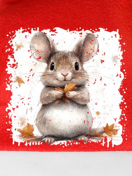 Niedlicher Maus mit Herbstlaub
