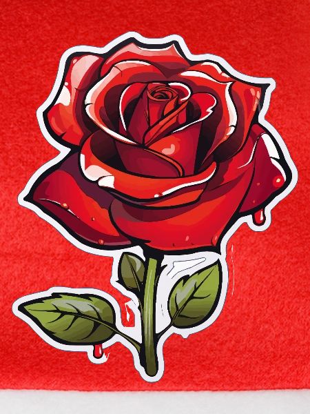 Rote Rose im Comics-Stil