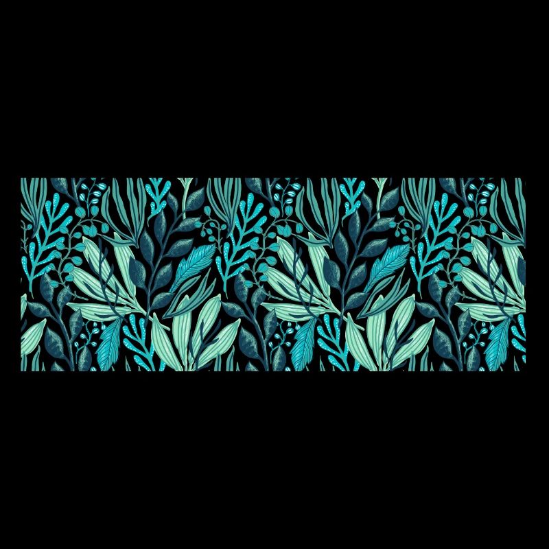 Flowers blue -panoramic mug - coffee cup