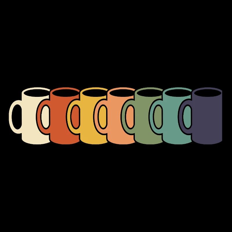 Rangée des tasses arc-en-ciel
