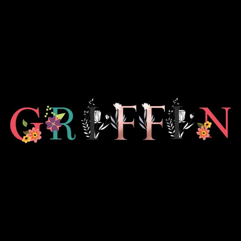 Art du nom GRIFFIN avec fleurs brodées
